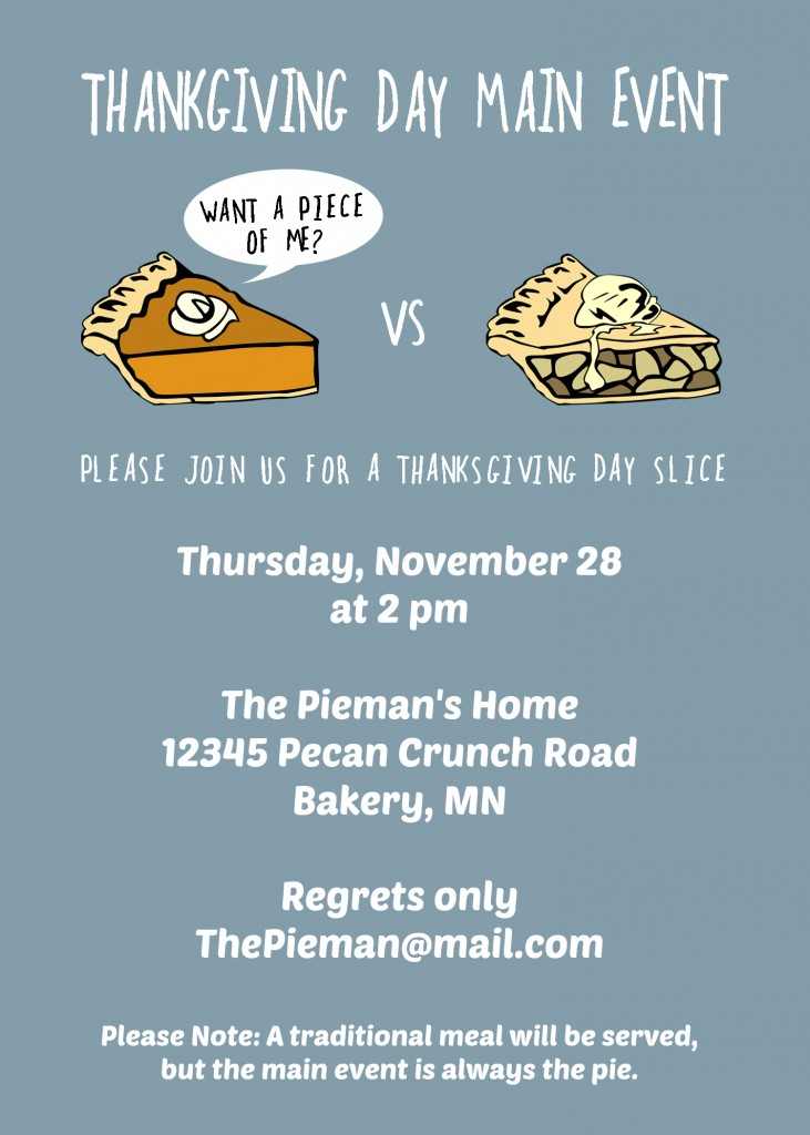 Thanksgiving Day Pie Invite Example