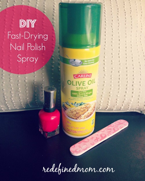Tired of paying a small fortune for nail polish spray? Here is way to get it for WAY LESS, plus a tutorial on how to use it to make you manicure last - DIY Fast-Drying Nail Polish Spray