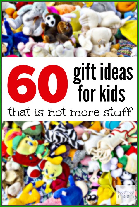 Do your kids have enough stuff? Does the thought of them getting more stuff make you shake your head? Here are 60 gift ideas for kids that is not more stuff, but experiences and memories. This list will change how you look at gift-giving for the holidays.