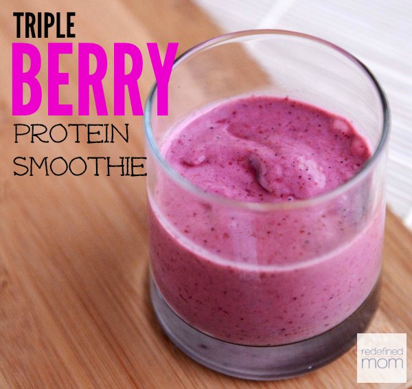 In our household, this Triple Berry Protein Smoothie Recipe is also known as the "gateway" smoothie.  You know what I mean, right? A smoothie that tastes so good that your "I hate smoothie" family members are asking for another. In all seriousness, I love this smoothie because it appeals to so many people. And it is packed full with a triple dose of protein (nut butter, protein powder, and flaxseed) - to keep them full and triple dose of flavonoids (blueberry, cherry and strawberry) that thwart the production of free radicals and keep their immune system up.