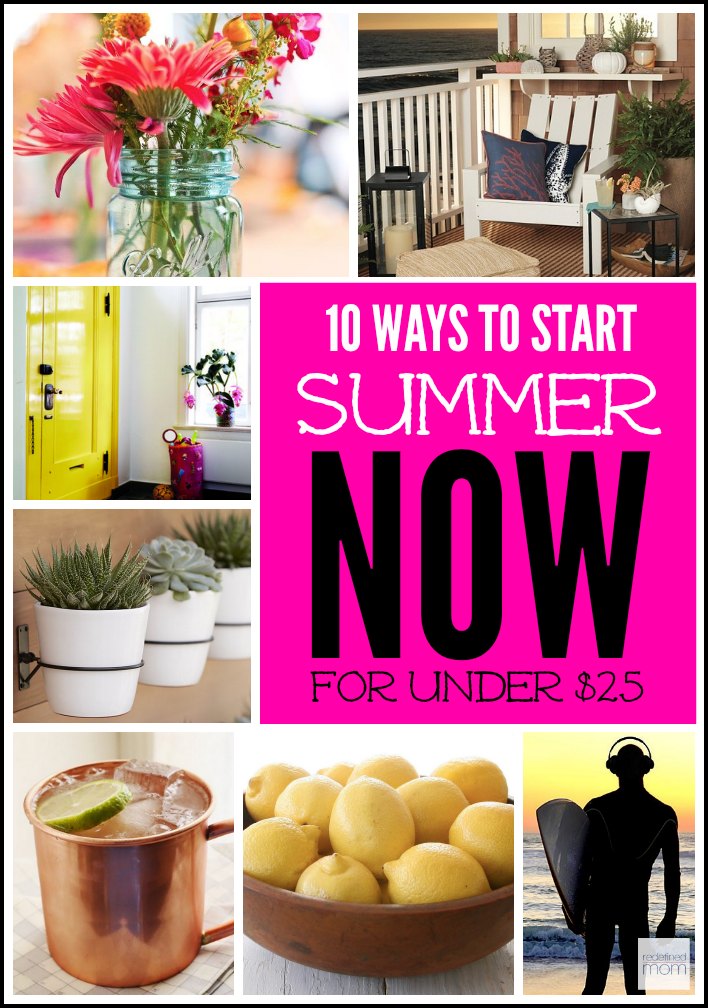 Anyone else ready for summer NOW? Don't wait until the summer months to enjoy the bliss that is SUMMER...here are 10 Ways To Start Summer Now That Are $25 And Under.  Bring on the sunshine, warm days, open windows and cocktails.