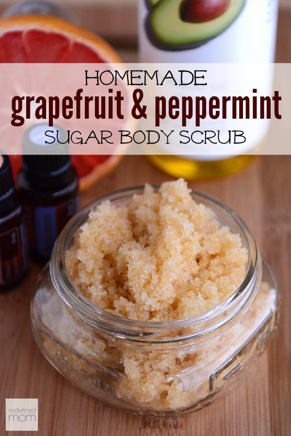 This All-Natural Homemade Grapefruit and Peppermint Sugar Scrub Recipe is the perfect summertime scrub. The peppermint is natural pick-me-up and grapefruit combats cellulite. Gives me energy, makes my skin better, and is all-natural? What more could a person want from a homemade beauty product!