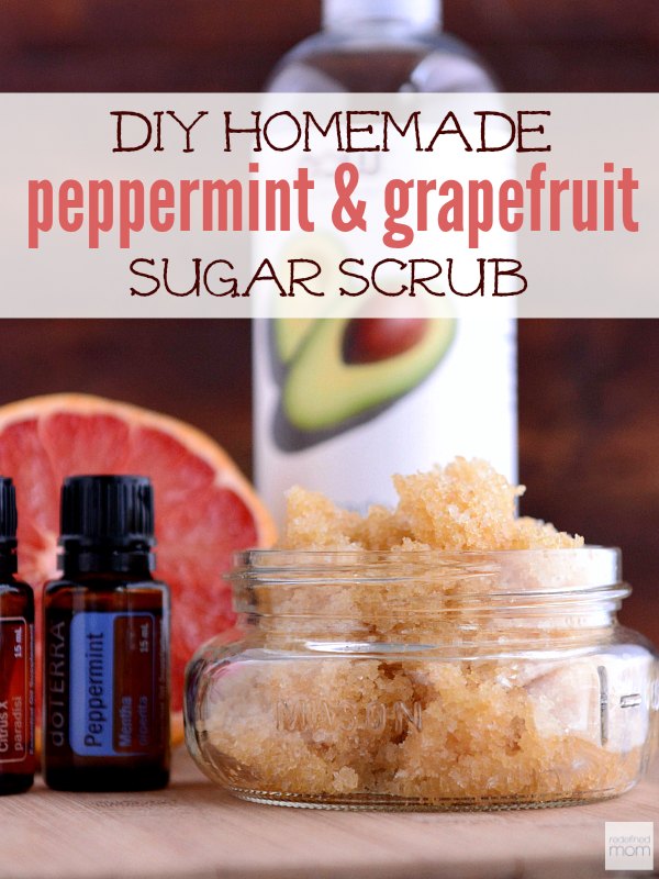 This All-Natural Homemade Grapefruit and Peppermint Sugar Scrub Recipe is the perfect summertime scrub. The peppermint is natural pick-me-up and grapefruit combats cellulite. Gives me energy, makes my skin better, and is all-natural? What more could a person want from a homemade beauty product!