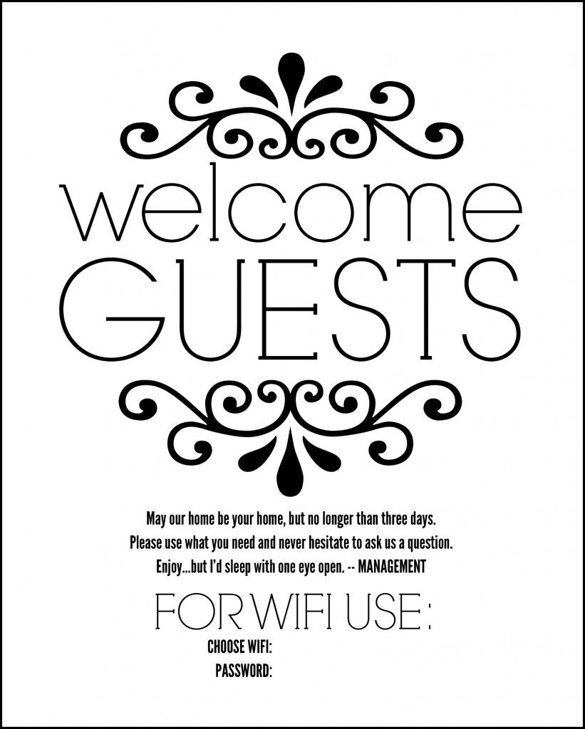 Take hosting company to the next level with this DIY Guest Room Basket with FREE Printable Sign. Sign includes space for Wifi information, garage code and more.