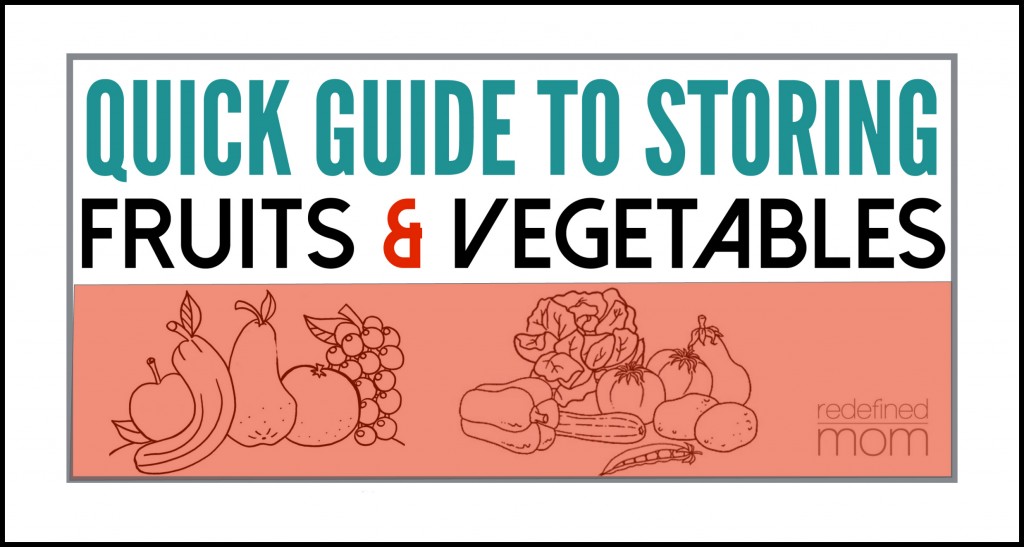 Tired of throwing produce away! No more. Use this quick guide to storing fruits and vegetables (with free printable) and never throw away an avocado again.