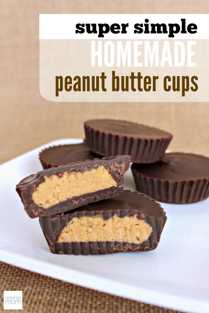 This Super Simple Homemade Peanut Butter Cups Recipe is made with only six ingredients and can be whipped up in under an hour (and most of that time is waiting patiently for the chocolate to harden.)