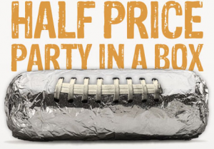 Chipotle Deal  Half-Off Burrito Boxes on Super Bowl Sunday