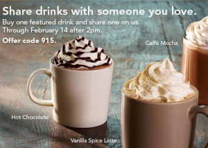 Starbucks Buy One Get One FREE Coupon