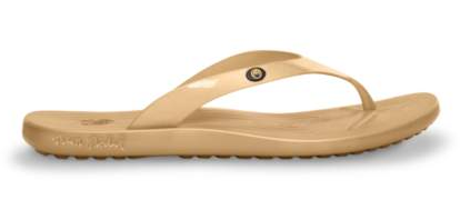 crocs gold flip flops