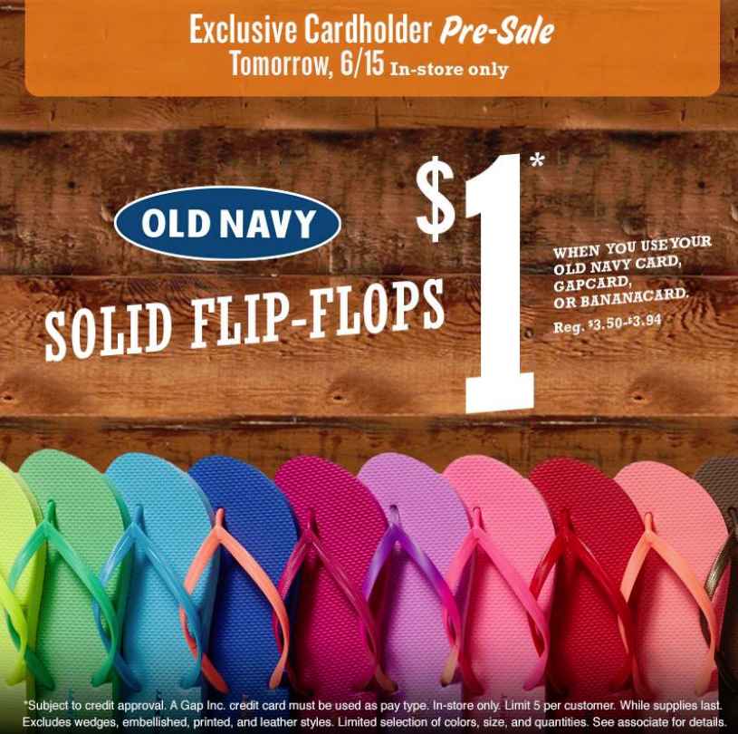 Old Navy 1.00 Flip Flop Sale Starts Tomorrow (Cardholders Only)