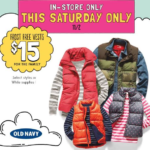 Old Navy | Frost Free Vests for $15.00 (Saturday Only)
