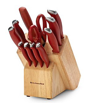 KitchenAid 12 piece knife set with knife wood block (used; all knives