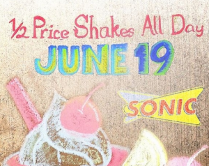 Sonic Half-Priced Shakes