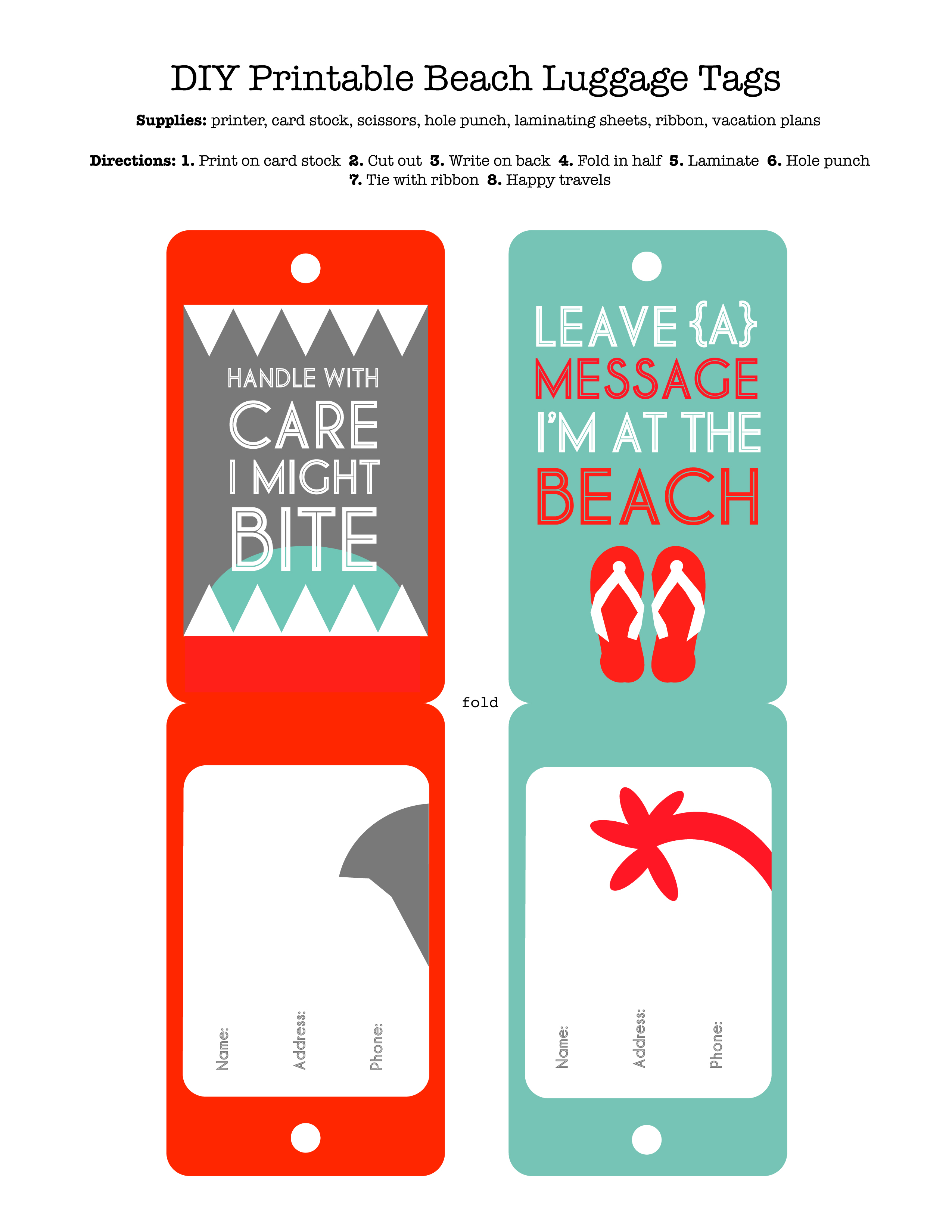 luggage tag template for kids