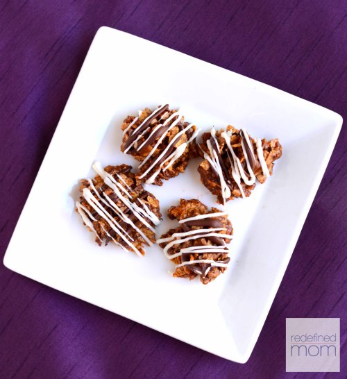 Imagine all the things you love about a traditional turtle candy merged with the crunchiness of cornflakes and throw in a good dose of gourmet, because you are making your own caramel. Stand back no-bake cookie nay-sayers and welcome the No Bake Cornflake Chocolate Caramel Pecan Cookie Recipe.