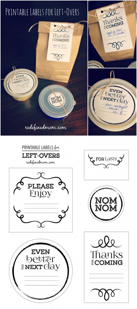 Printable Labels for Left-Overs Collage