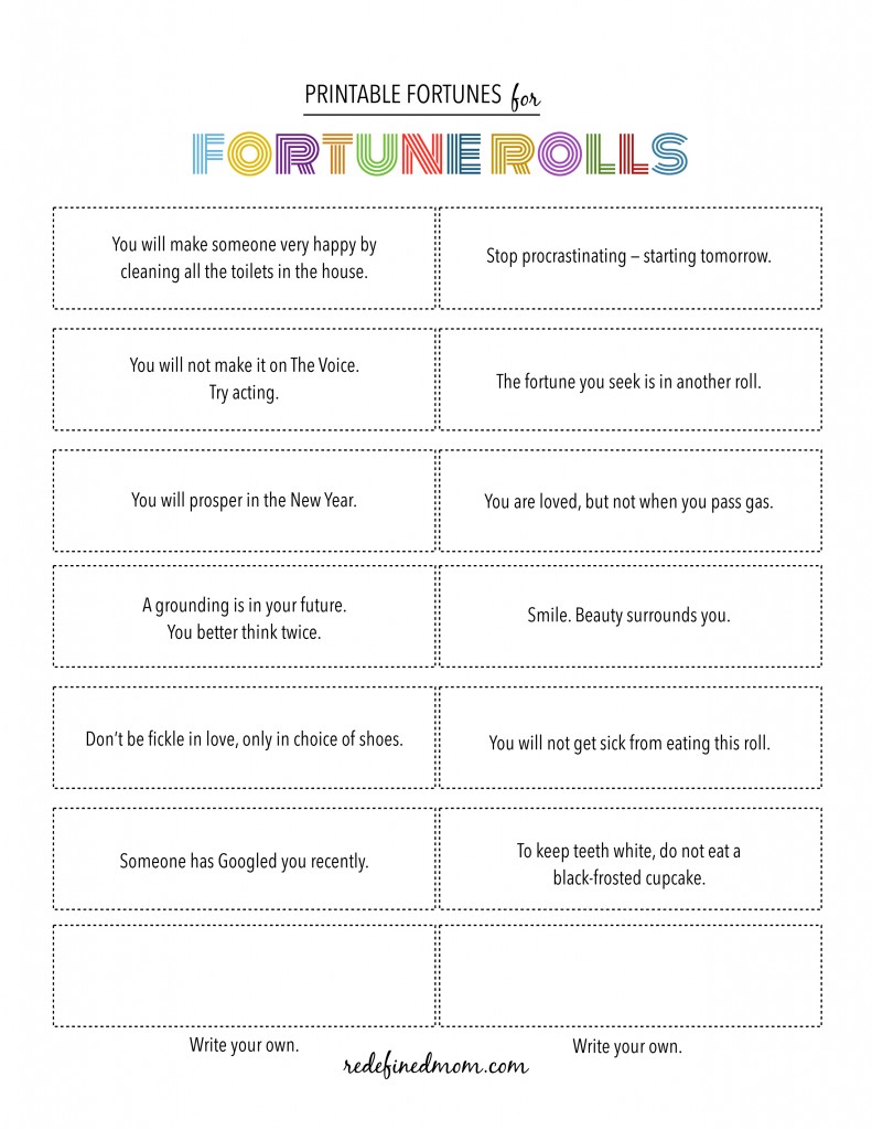 Printable Fortunes for Fortune Rolls