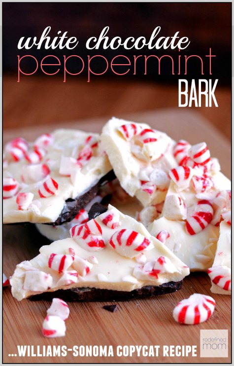 Do you love Williams-Sonoma White Chocolate Peppermint Bark? Here is a copycat White Chocolate Peppermint Bar Recipe that is SO EASY and its one secret ingredient makes it taste exactly like its expensive counterpart.
