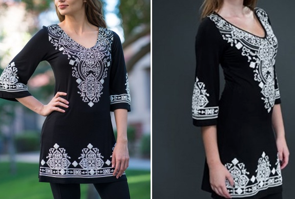 Black and White Embroidery Dress