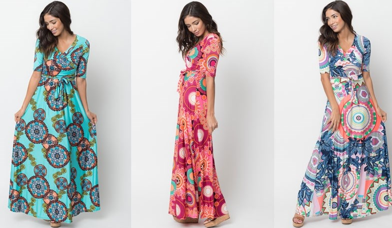 Sleek Wrap Spring Pattern Maxi Dress for $41 - Shipped