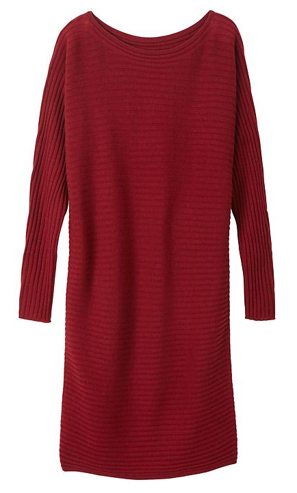 Red Rib Sweater Dress