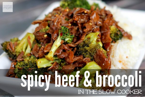 This Slow Cooker Spicy Beef and Broccoli Recipe is for all my "cooks" who love a good Chinese meal, but can't make one for the life of them.  This dish is super easy to make. And don't let the spicy scare you (or your kids), it's very simple to dial it up or down by adjusting the red pepper flakes and you won't lose any flavor.