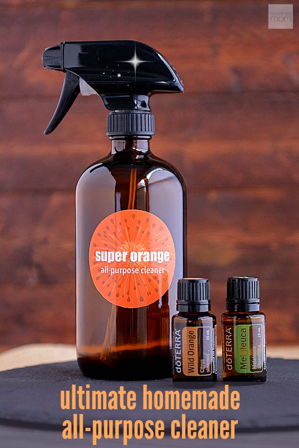 The reason this all-natural DIY Homemade Super Orange All-Purpose Cleaner is the ultimate cleaner is the combination of ingredients - the vinegar (for shine), dish soap (for cleaning), melaleuca, also know as tea tree, essential oil (for anti-bacterial), and the orange essential oil (for grime removal). Plus, it is easy to make, costs pennies per bottle and doesn't have a toxic smell. Great starter cleaner if you moving to a more green home.