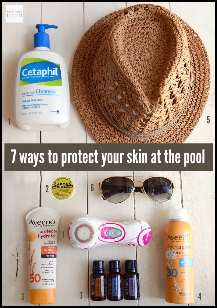 Key to ageless and youthful skin? Limit sun exposure. Here's seven ways to protect your skin when you are at the pool - keeping your exposure to a minimum.