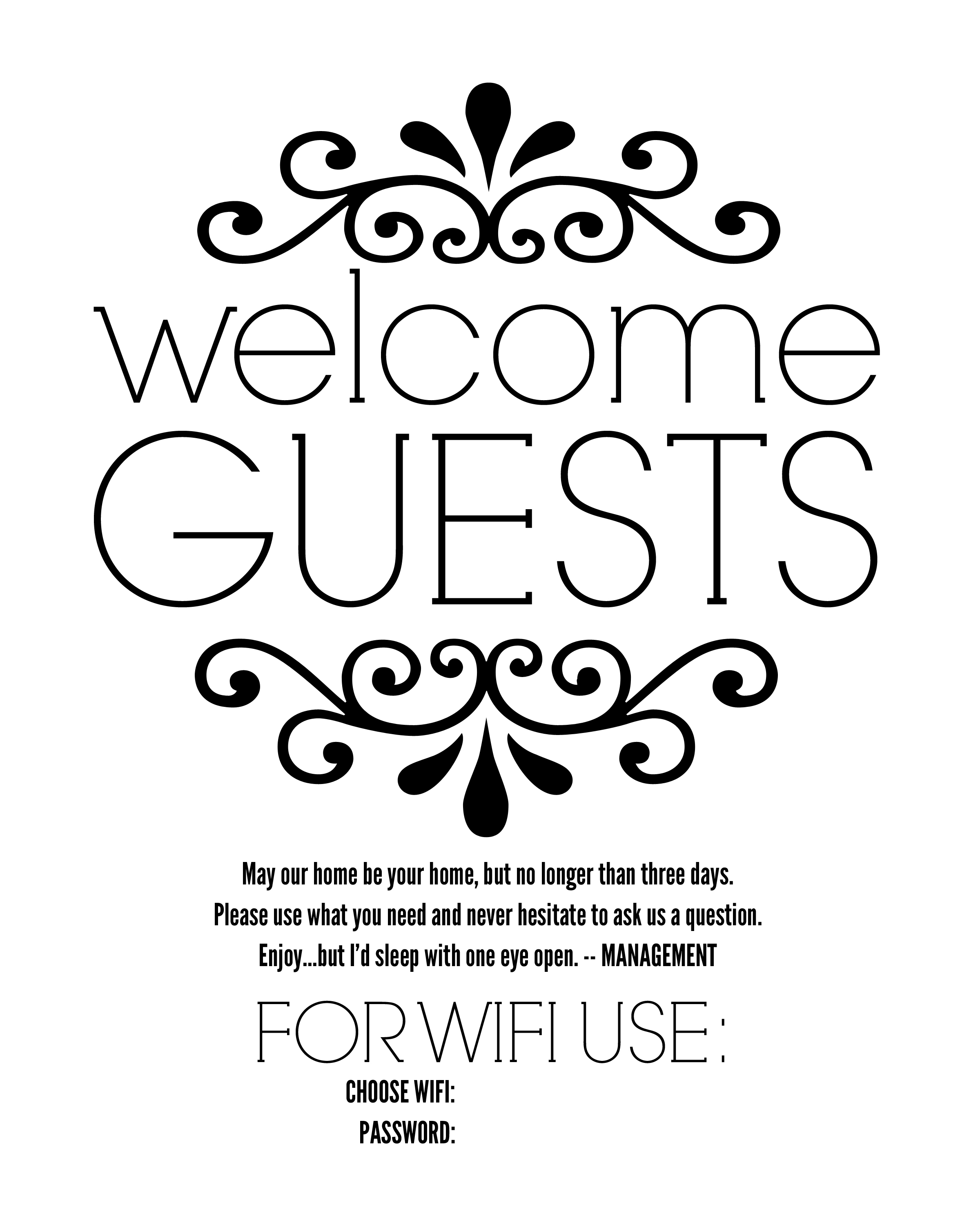 welcome guest sign