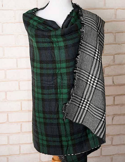 Blue Plaid Blanket Scarf