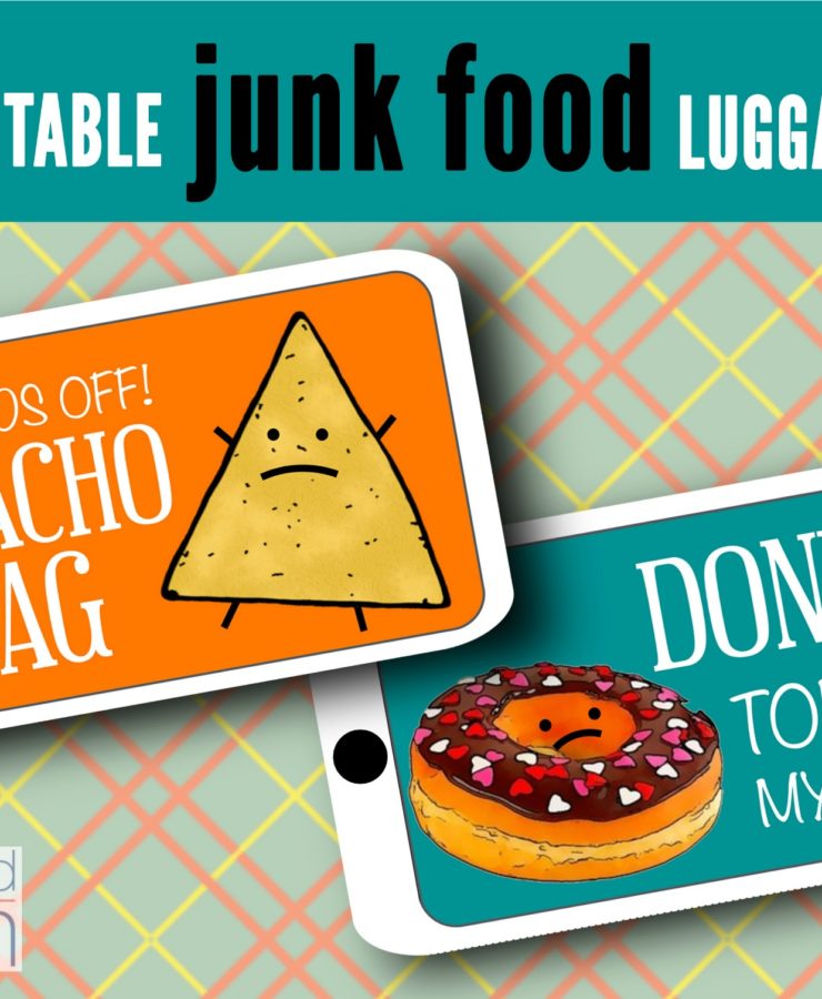 Mr. Nacho and Mr. Taco to the rescue! Make sure no one takes your black luggage again with these DIY Printable Junk Food Luggage Tags.