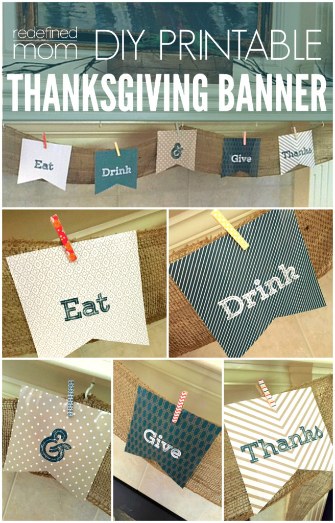 This simple and classy DIY Eat, Drink & Give Thanks Printable Thanksgiving Banner is the perfect way to show your loved ones gratitude this season.