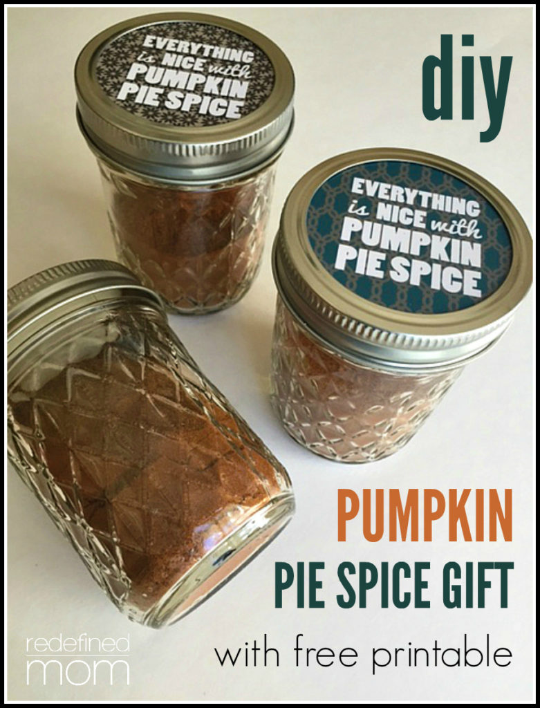 This homemade pumpkin pie spice in a cute mason jar with a printable tag, is an excellent hostess gift, teacher gift, neighbor gift, foodie gift or stocking stuffer this holiday season.