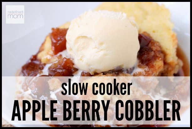 The most perfect dessert...Cobbler. This Slow Cooker Apple Berry Cobbler Recipe is perfect when oven space is at a premium or for a pot-luck. Just dump, set and forget. Plus, the recipe is easily adaptable for your favorite seasonal berries.